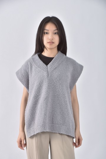 (XL) 針織背心灰色上衣