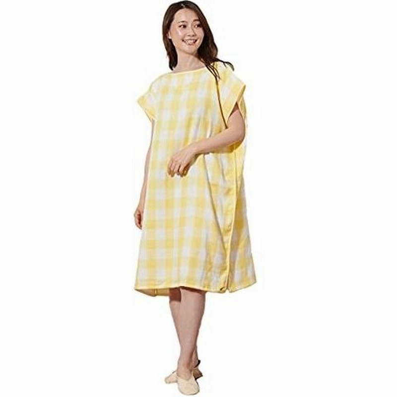今治タオル ハートウエル お風呂上がりを楽にする タオルワンピース イエロー バスローブ レディース ルームウェア ギンガムチェック タオル地 着るタ 通販 Lineポイント最大0 5 Get Lineショッピング