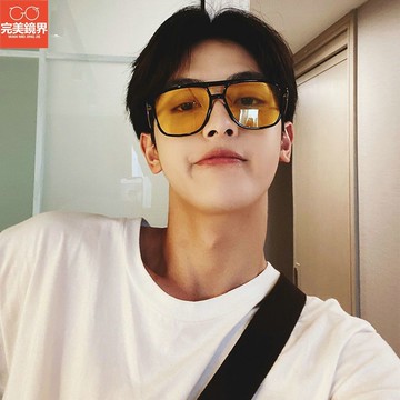 眼鏡 眼鏡男 墨鏡 復古太陽鏡 偏光墨鏡 透明黃墨鏡男 韓版 潮流霸氣開車駕駛鏡網紅蹦迪眼鏡