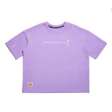 江戶勝 日系 女裝 SLOGAN小花短袖T恤(亮紫色) #上衣