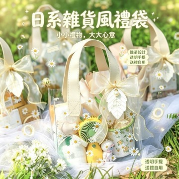 台灣現貨🎀 禮品袋 pvc手提袋 小雛菊禮物袋  手提袋 伴手禮袋 畢業禮物袋 糖果禮物袋 透明禮物袋 透明收納袋