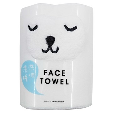 SHIMOYAMA 瞌睡白熊造型超細纖維毛巾 30*80cm  白色  1條