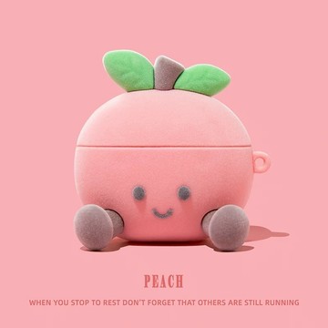粉色 水蜜桃 植絨 矽膠殼 適用於 AirPods 4 保護殼 Pro2 保護套 AirPods 1 2 3 全包耳機殼