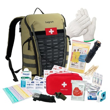 反光防災包-夜光漫遊+醫療布章+基礎急救包+避難物資組