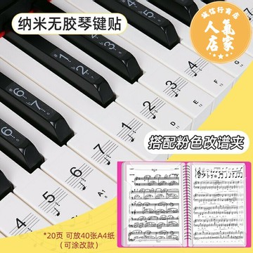 鍵琴貼 音符鍵位貼 88/61/54鍵兒童成人鋼琴電子琴鍵盤貼紙無膠透明貼五線譜簡譜自學