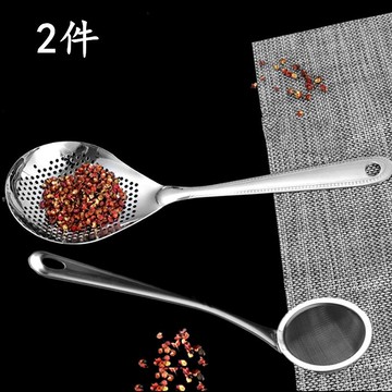 加厚不銹鋼濾網勺撈花椒勺長柄漏瓢小孔撈油渣勺廚房家用火鍋漏勺