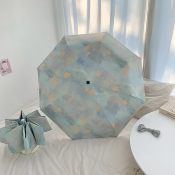 漸變晴雨雨傘兩用ins高顏值防曬紫外線太陽傘黑膠遮陽傘折疊耐用