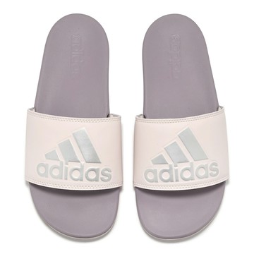 adidas 拖鞋 Adilette Comfort 女鞋 米白 紫 一體式 止滑 快乾 涼拖鞋 愛迪達 IG1273