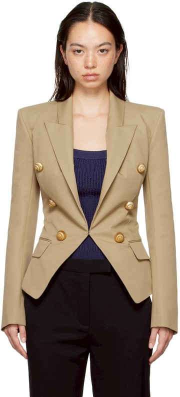 Balmain 驼色 6-Button 西装外套