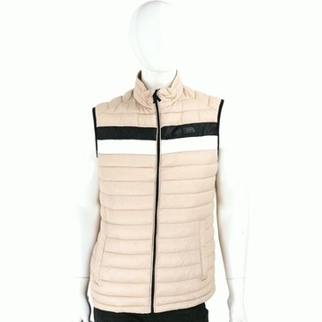 KARL LAGERFELD 卡爾 K/IKONIK 撞色矽膠標誌卡其衍縫背心(男款)