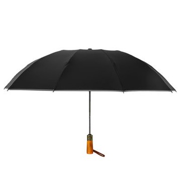 PUSH!戶外休閒用品 復古原木自動三折反向傘 防風商務傘 反光折疊晴雨傘 I113