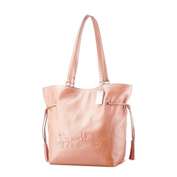 COACH - 壓印馬車LOGO束口包 (粉桔)