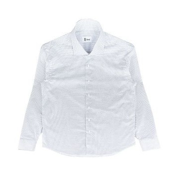 THE (shirt)經典滿版幾何印花棉質釦式開口長袖襯衫(男/藍白)