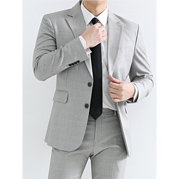 韓國直郵春秋軒尼詩高級格子套裝兩件新郎西服商務休閑西裝正裝新