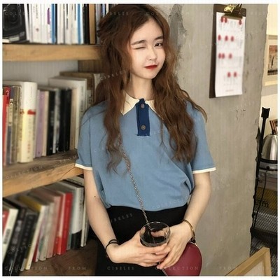 ポロシャツtシャツ超目玉 ポロシャツ半袖ドルマンスリーブトップス韓国ファッションレディース原宿風体型カバーシャツ 通販 Lineポイント最大get Lineショッピング