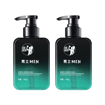 洗面乳 SOLMEN索爾男士MEN深層清肌潔面乳 160g-2入組