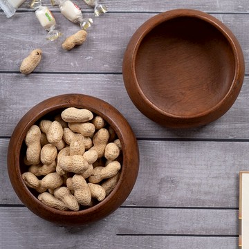 泰國實木果盤創意家居柚木兒童吃放碗米飯碗圍棋盒罐整木收納碗