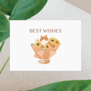 杉葉 橘貓與向日葵明信片卡片 萬用卡片 賀卡畢業卡片紀念卡片