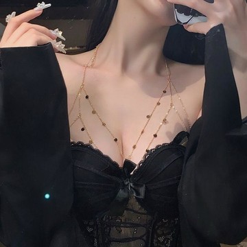 胸鍊 胸鏈奇怪教母 胸鏈身體鏈歐美bodychain性感比基尼bikini立體後背鏈女生項鍊 頸鍊 比基尼鍊 女生配件