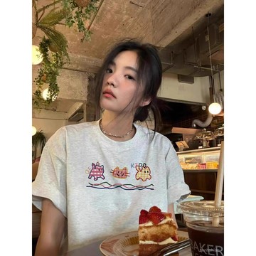 🌷100%重磅純棉 大尺碼女裝 短袖上衣女 oversize 中長款印花t恤 短袖t桖 顯瘦遮肉 下半身失蹤感