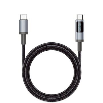 【UKKO】急速 PD 100W 數位顯示充電編織傳輸線 1.2m (黑)