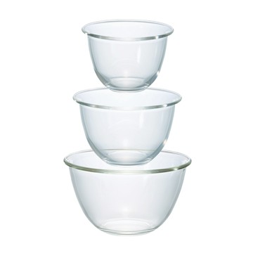 HARIO 日本耐熱玻璃沙拉輕食調理缽組-3入裝-深型厚玻璃-日本製(MXPN-3704)