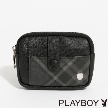 PLAYBOY - 零錢包  Black Diamond Plaid系列 - 灰色