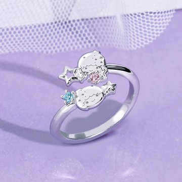 LittleTwinStars 50th星舞系列-雙子星晶鑽純銀戒指