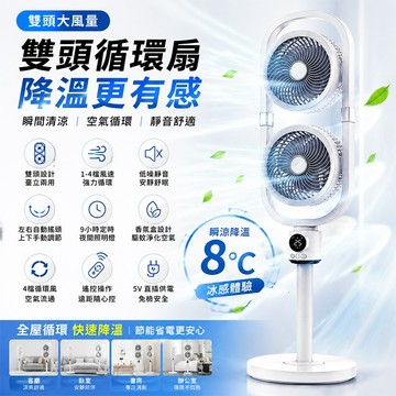 隔日送達🧊升級加大 落地循環扇 雙頭風扇 大功率涼扇 落地風扇 風扇 電風扇 立扇 伸縮電風扇 渦流空氣循環扇 節能扇
