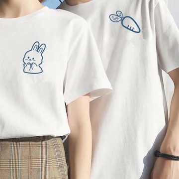 重磅高級感厚實簡約短袖情侶裝