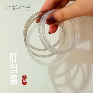 樂天優選~天然冰種玉髓叮當鐲手鐲女極細荔枝凍煙灰瑪瑙細條少女鐲子帶 雙11全館免運