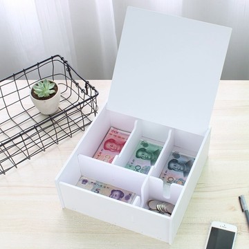 現金收納盒 零錢盒子擺攤家用收納盒帶蓋商用收銀現金盒裝鈔票翻蓋分格放錢盒 【CM5415】