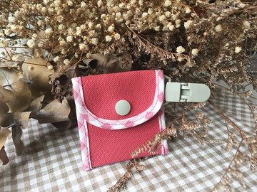 文青帆布平安符袋-豆沙粉x米色-