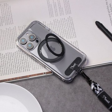極空戰甲 透明不變黃 雙料防摔保護殼 旋轉磁吸支架+掛片保護殼