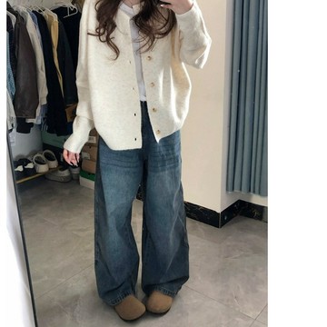 【PRPN】復古藍牛仔褲 韓版牛仔褲 九分褲 彈性牛仔褲 寬鬆牛仔褲 女生長褲 顯瘦牛仔褲 牛仔直筒褲 高腰長褲