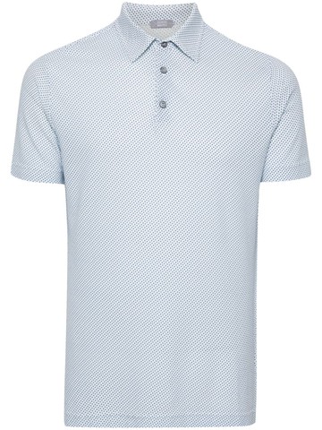 Zanone - geometric-print polo shirt - men - Cotton - 54 - Blue