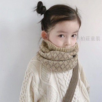 🍭秋冬新品🍭兒童圍脖秋冬季保暖防風兒童圍巾針織男女童小孩脖套格子寶寶圍巾