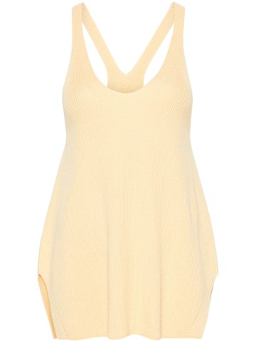 Fabiana Filippi - U-neck ribbed tank top - women - Cotton/Merino - 40 - Yellow