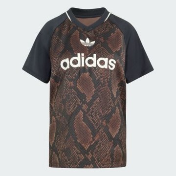 Adidas 愛迪達 Stn Jrsy KX1898 女 T恤 運動上衣 休閒短袖 蛇紋 緞面 棕