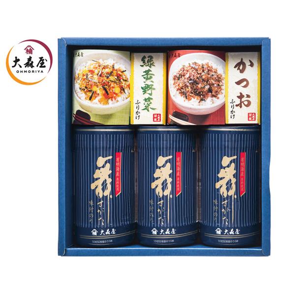 大森屋 舞すがたバラエティ詰合せ 有明海産味付のり 10切50枚 ×3 緑黄野菜ふりかけ かつおふりかけ各 2.5g×10袋 ×各1 NTF-20N 税率8％