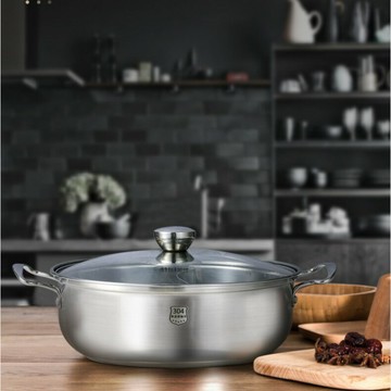 湯鍋304不銹鋼鴛鴦鍋加大容量家用燃磁鴛鴦鍋電磁爐專用火鍋盆燃電通用直徑28CM【聚物優品】