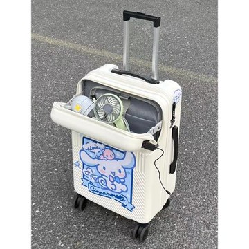 芬思兒前開口拉桿箱萬向輪商務行李箱20 24寸旅行箱登機箱USB接口