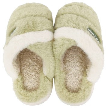 ego life雙色毛絨EVA厚底防滑保暖男女室內拖鞋  36-37  淺綠色