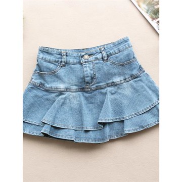 2025新款牛仔短裙女夏季低腰超短裙彈力百搭顯瘦半身裙假兩件褲裙