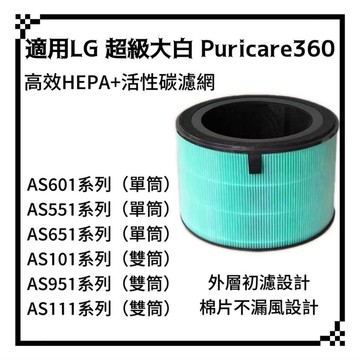 適用 LG 超級大白 PuriCare 360 濾芯 濾網 HEPA AS651DWH0 AS101 AS601HWG0