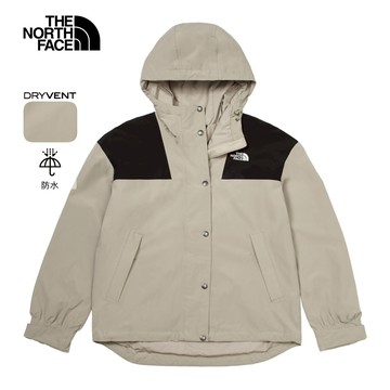 The North Face北面女款灰色防水透氣連帽衝鋒衣｜7QSI5IF