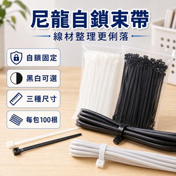 尼龍束線帶 束帶 綁帶 紮線帶 捆綁 整線 多用途束線 捆線帶 塑膠束帶 電線束帶 自鎖設計 理線帶