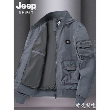 JEEP吉普機能夾克男春秋季工裝大碼上衣男棒球領飛行員潮流薄外套