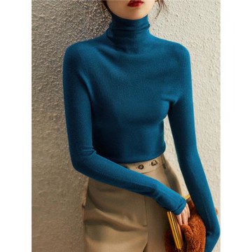 緊身高領羊毛打底衫女2025新款秋冬內搭修身堆堆領針織衫高彈毛衣