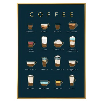 菠蘿選畫所 咖啡品鑑I PS環保樹脂框 油畫布 松木內框  50 x 70cm  金色框